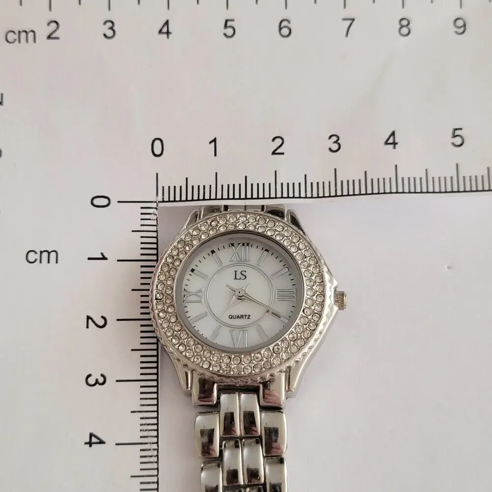 LS Womens Watch White Dial Silver Case Stainless Bracelet Quartz LS 15612
